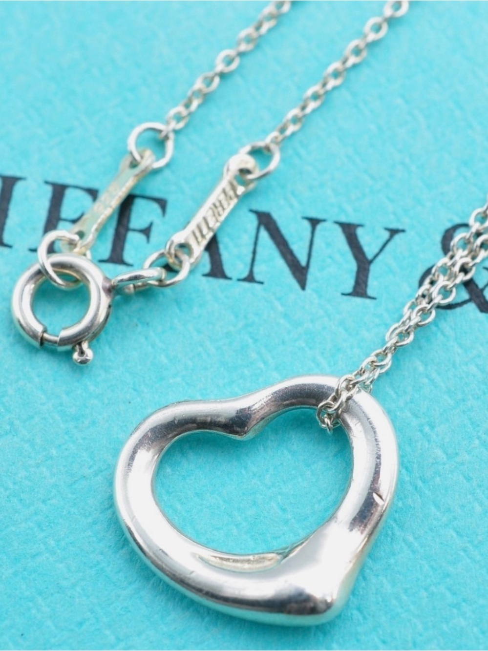 Tiffany & Co.  Polished Sterling silver 925 Open Heart Necklace 18 inches